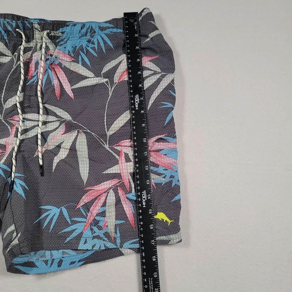 Tommy Bahama Relax Swim Trunks Mens XL Gray Bamboo Tropical Print Board Shorts